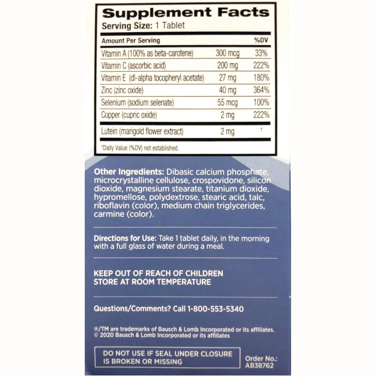 BNL014 | back panel showing Supplement Facts, other ingredients, directions, warnings and contact phone