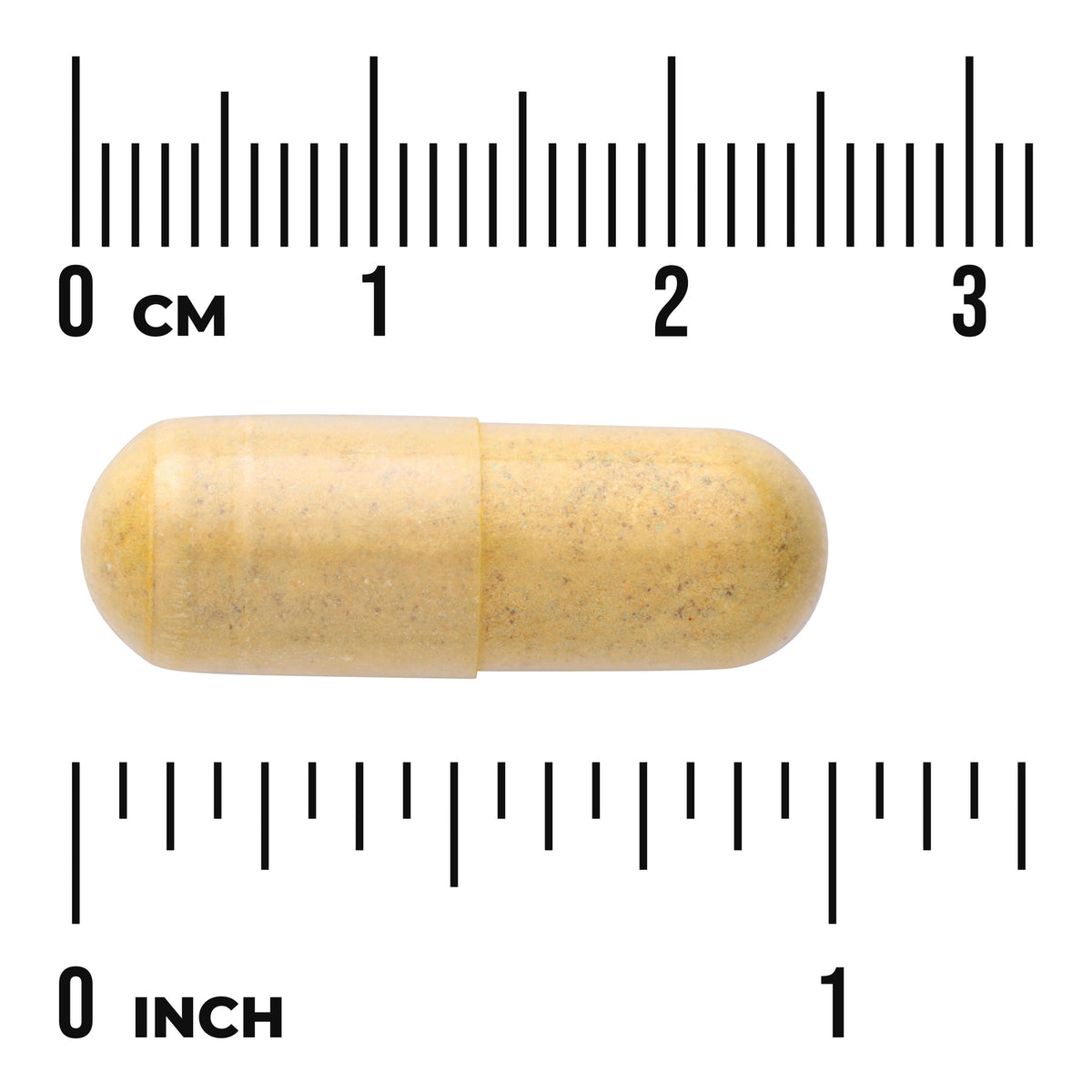 SW834 | Yellow capsule with cm and inch rulers for size