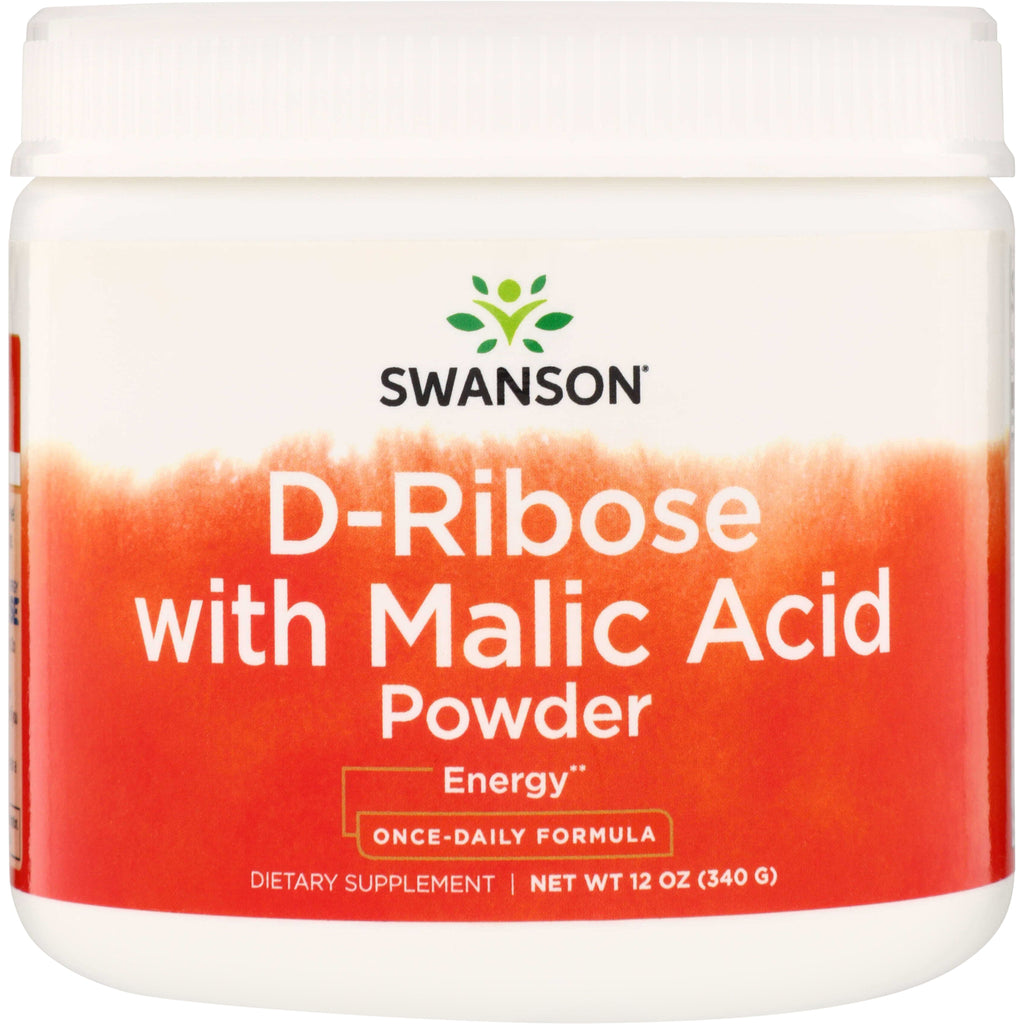 SWU401 | Swanson D-Ribose with Malic Acid Powder supplement front label, Energy, once-daily formula, 12 oz - Thumbnail