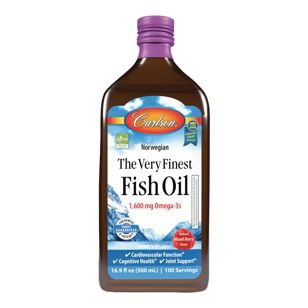 CSN328 | Carlson The Very Finest Fish Oil liquid bottle, mixed berry flavor, 16.9 fl oz (500 mL) - Thumbnail