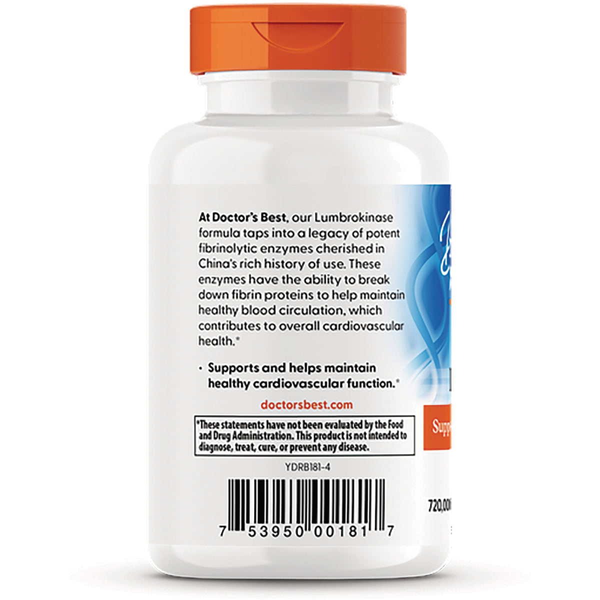 DB188 | back of white supplement bottle showing product description, disclaimer and barcode