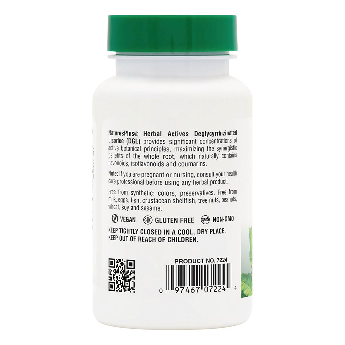 NTP067 | Back label of a Naturals Organics supplement bottle with warnings and storage instructions