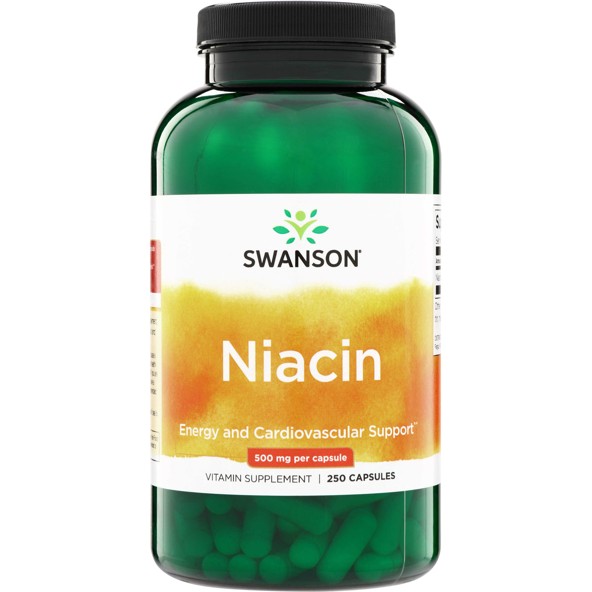 SW047 | Swanson Niacin 500 mg per capsule, 250 capsules, Energy and Cardiovascular Support