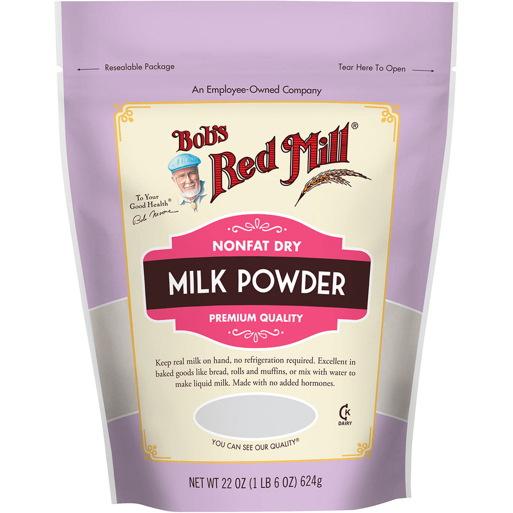 BOB418 | Bob's Red Mill nonfat dry milk powder 22 oz resealable pouch front - Thumbnail