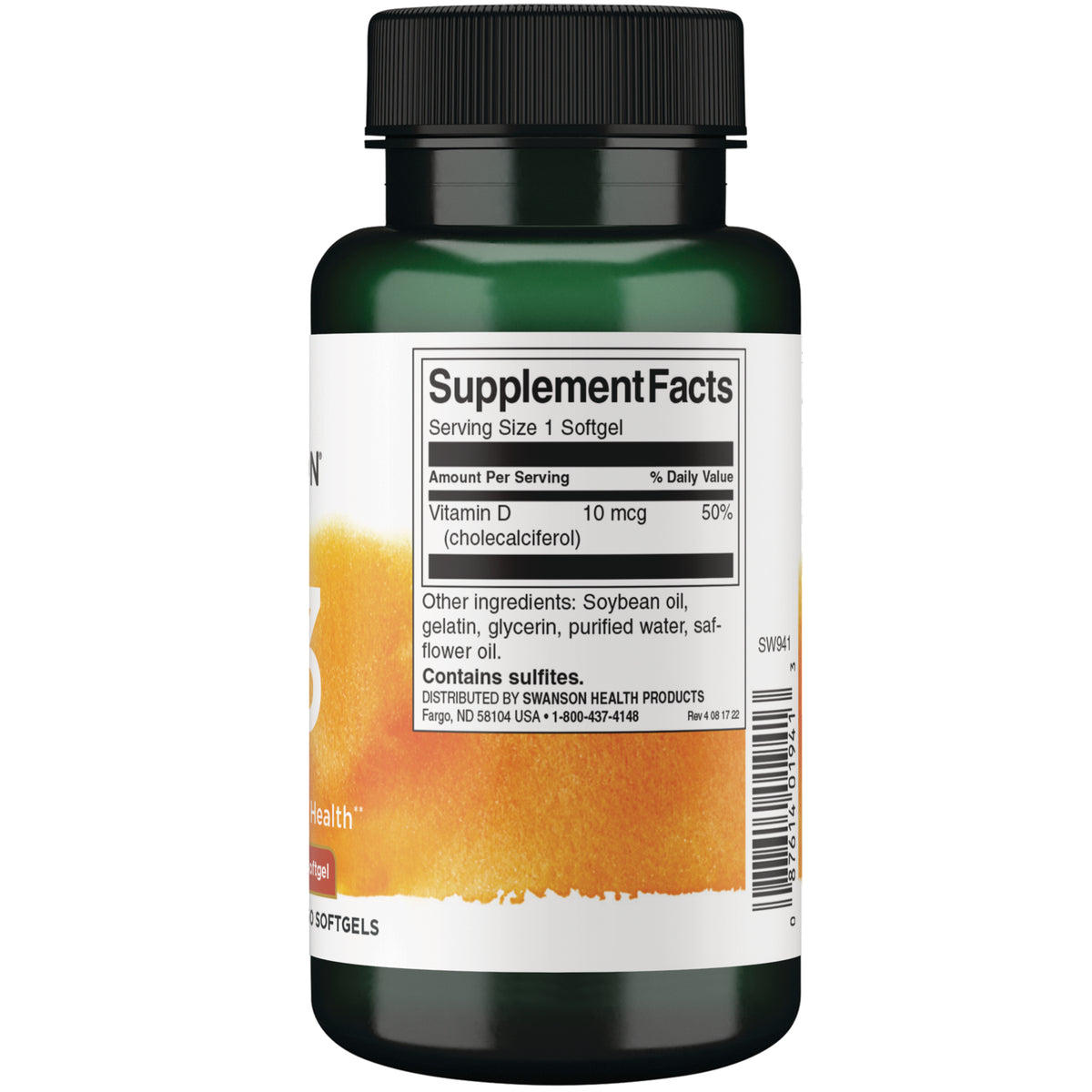 SW941 | Back label with Supplement Facts