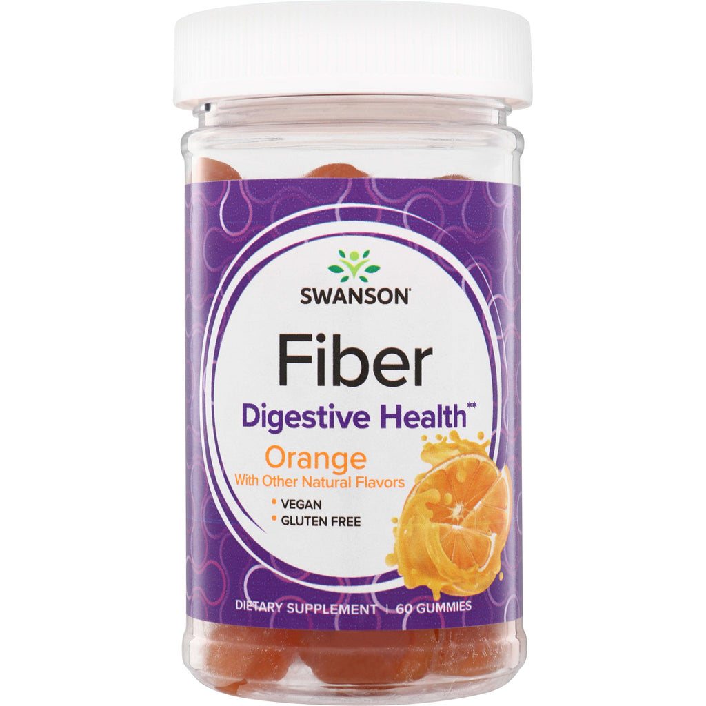 SW1944 | Swanson Fiber Digestive Health orange gummy supplement bottle front label, 60 gummies - Thumbnail