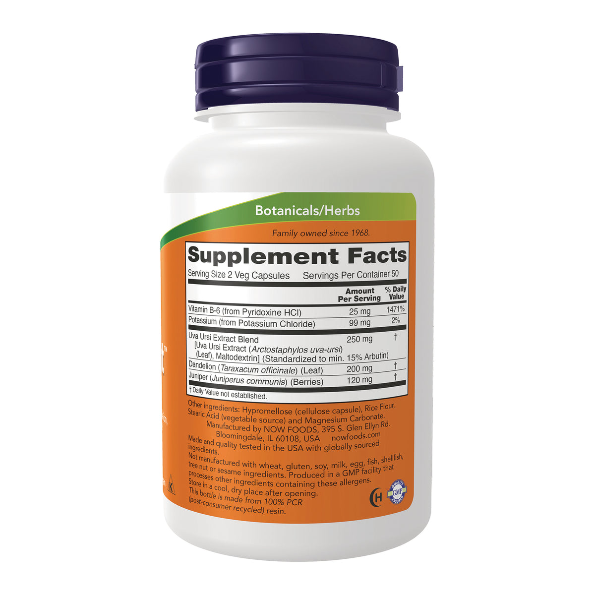 NWF718 | Back of white supplement bottle showing Supplement Facts label and ingredients