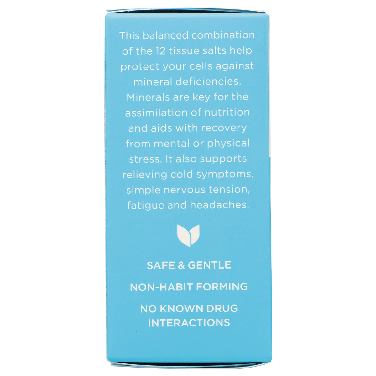 HY259 | back of blue product box with benefit text including SAFE & GENTLE, NON-HABIT FORMING, NO KNOWN DRUG INTERACTIONS
