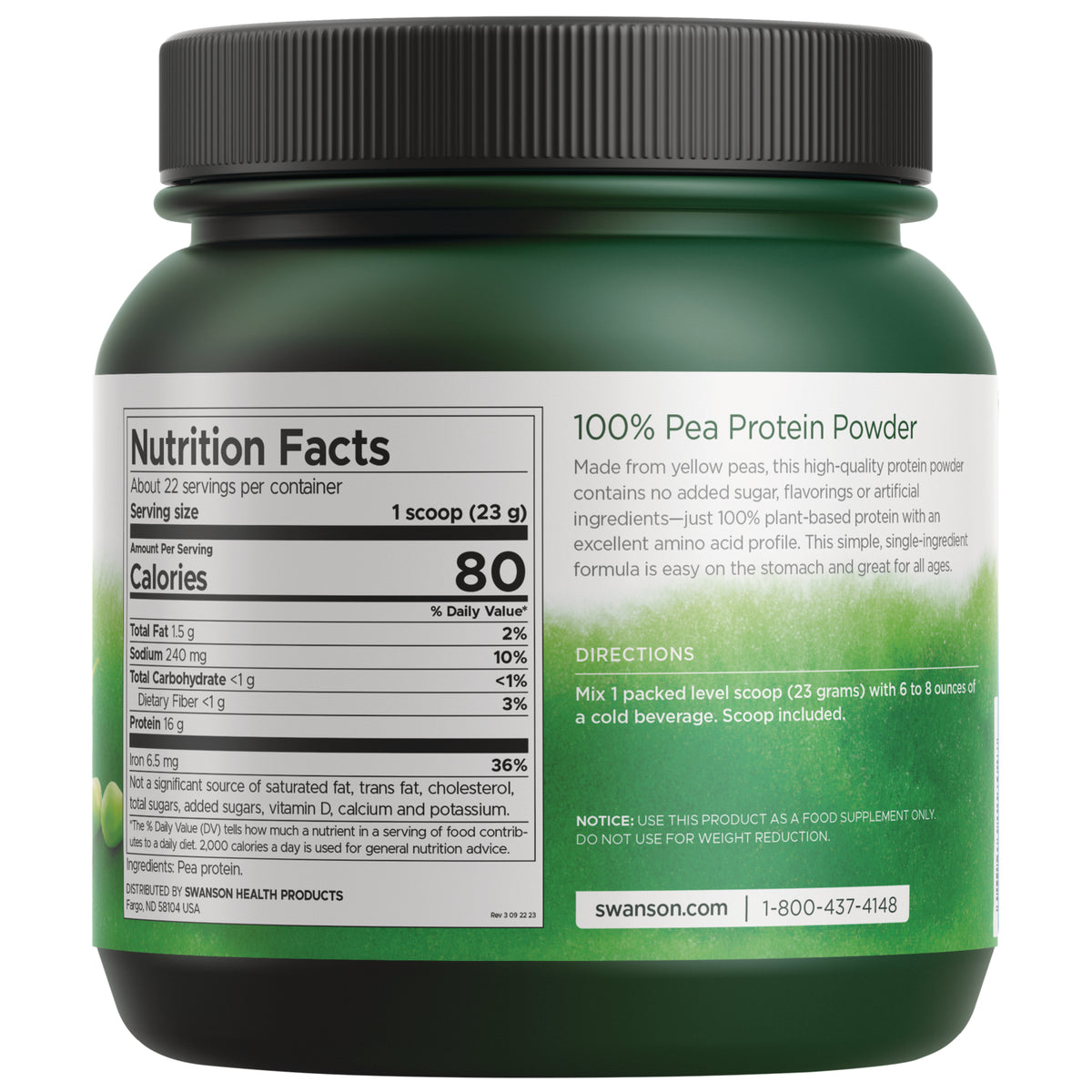 SW1702 | Back label with supplement facts and serving information