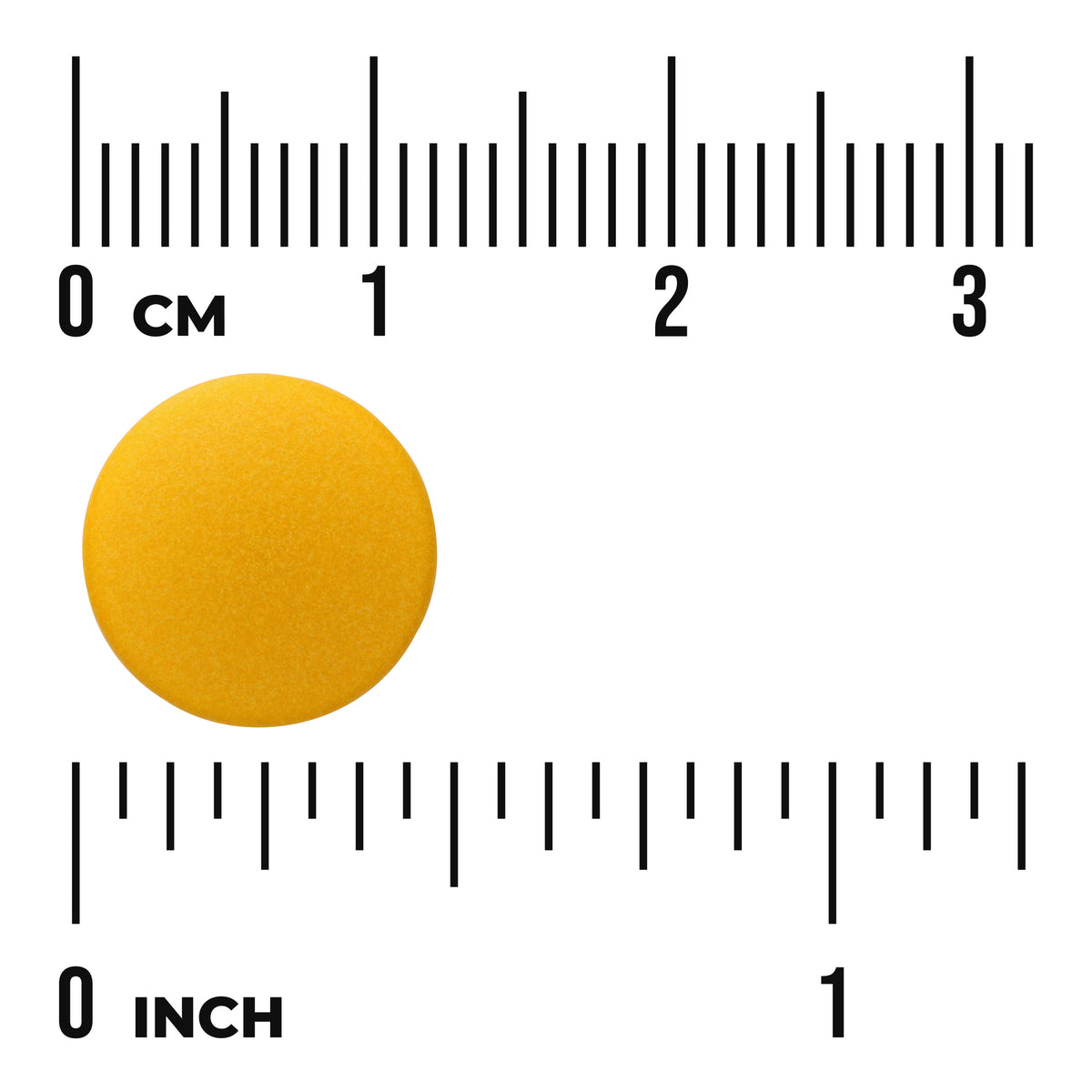 SWU217 | Round yellow tablet with size rulers, 03 cm and 01 inch markings