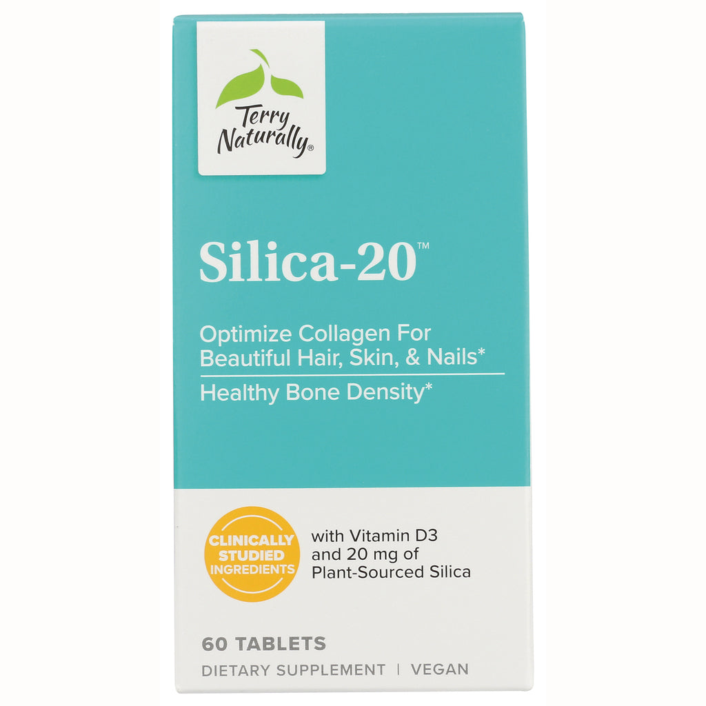EUR019 | Terry Naturally Silica-20 dietary supplement box, turquoise and white packaging, 60 tablets vegan - Thumbnail