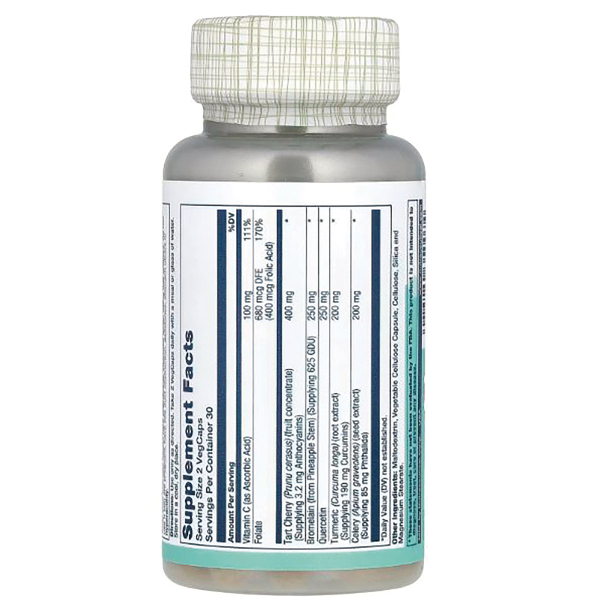 SLR290 | Back label showing Supplement Facts panel with ingredients and serving size