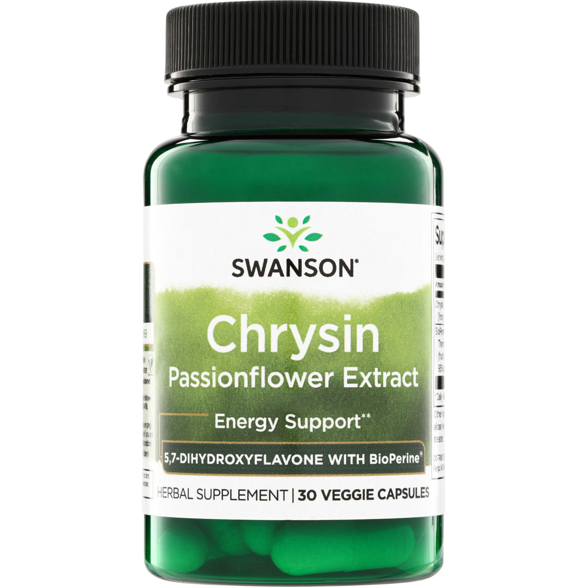 SWH201 | Swanson Chrysin Passionflower Extract, Energy Support, 30 veggie capsules with BioPerine