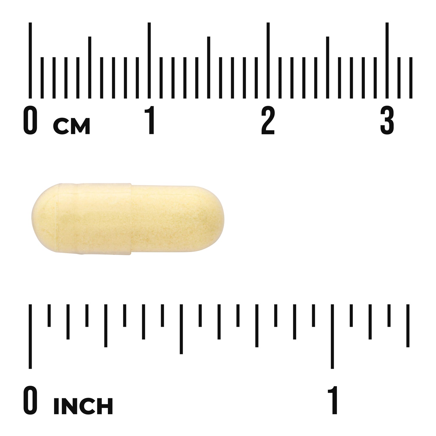 SW035 | Yellow capsule with size guide showing 03 cm and 01 inch
