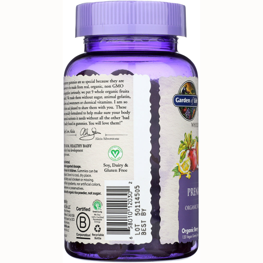 GLF237 | back label and product infographic on purple supplement bottle showing barcode and vegan, soy dairy gluten free badges - Thumbnail