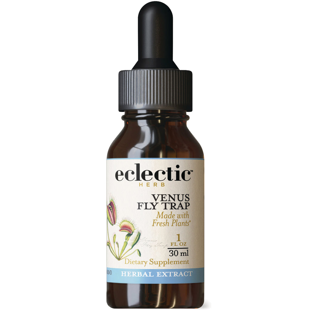 EC041 | brown glass dropper bottle labeled eclectic HERB Venus Fly Trap 1 fl oz herbal extract dietary supplement - Thumbnail