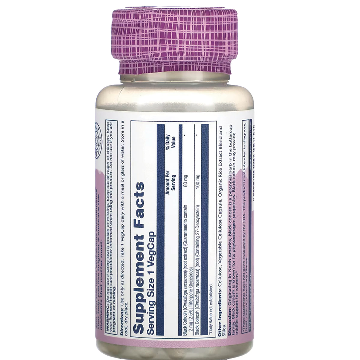 SLR330 | Supplement Facts panel and directions on bottle label (back view)