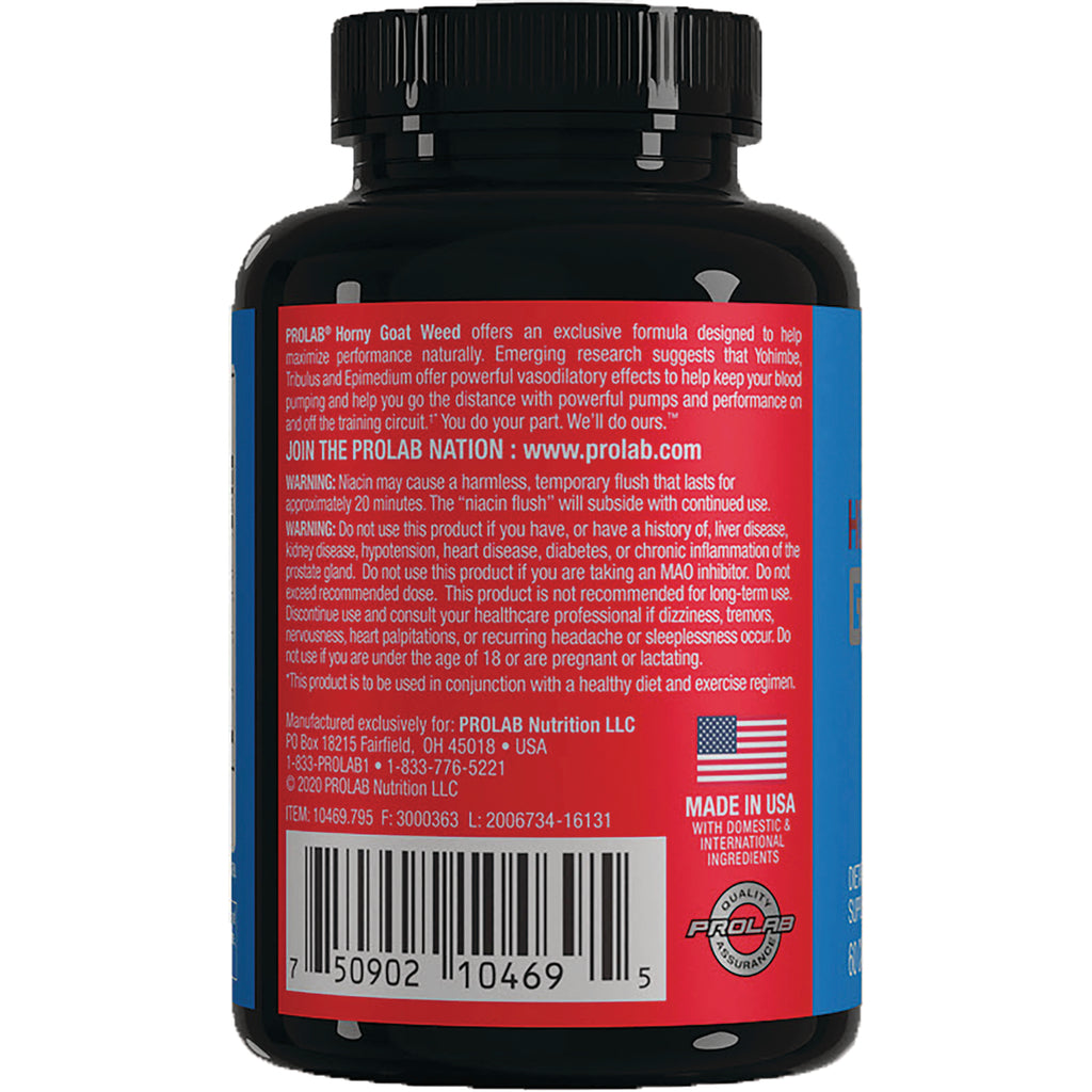 PRL035 | Back label of supplement bottle showing warnings text, barcode, and Made in USA flag - Thumbnail