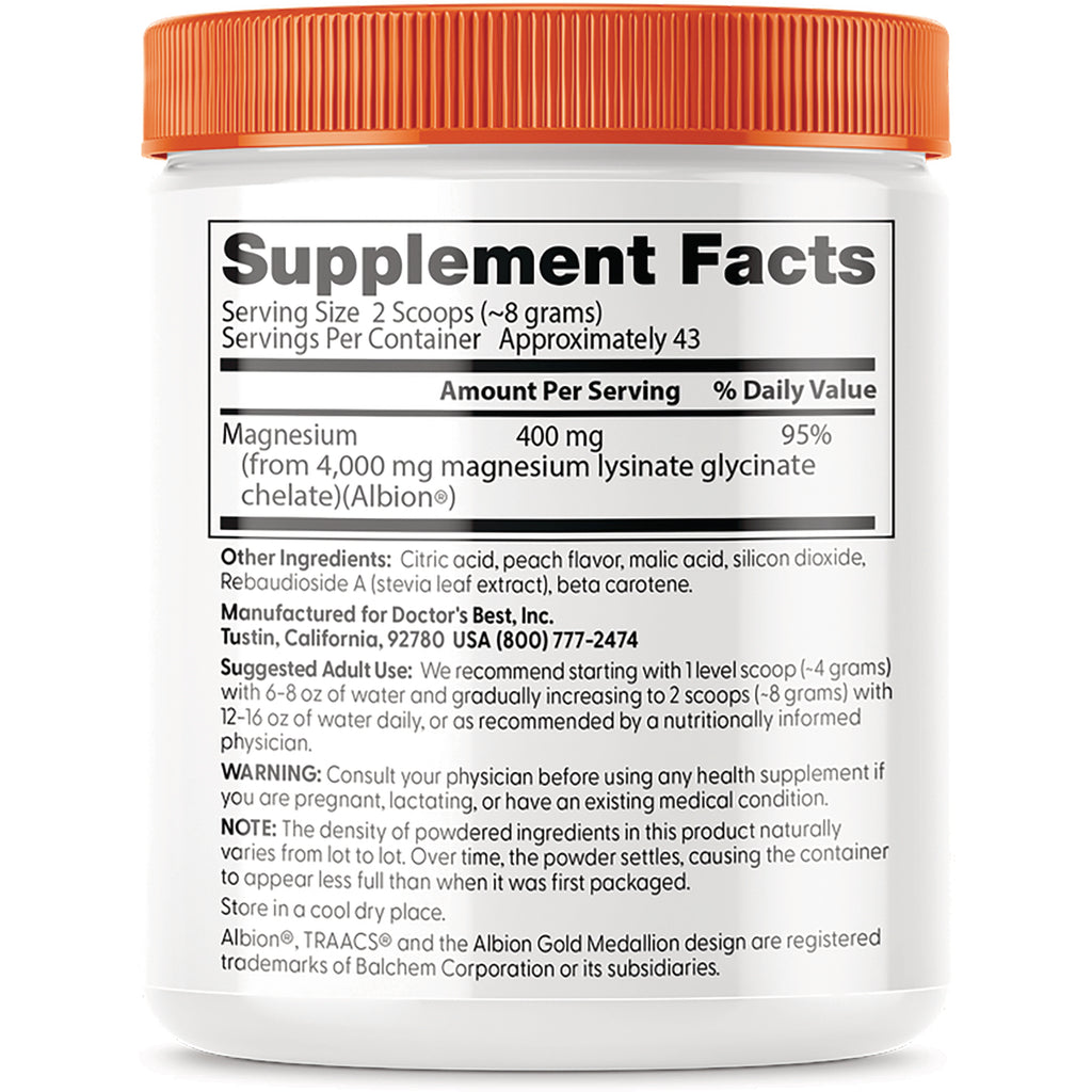 DB270 | Back label showing Supplement Facts listing Magnesium 400 mg, ingredients and suggested use - Thumbnail