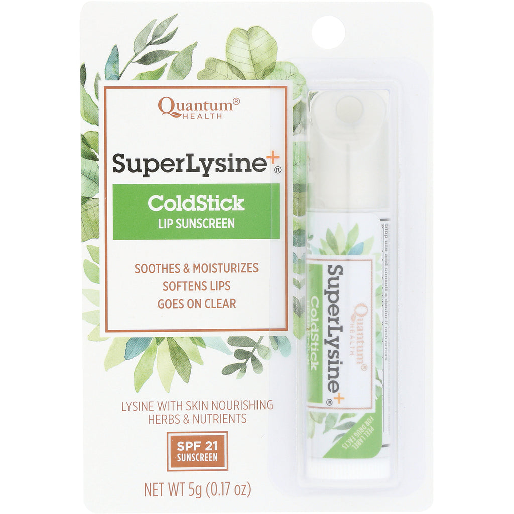 QU030 | Quantum SuperLysine ColdStick lip sunscreen tube in blister pack, SPF 21, soothes and moisturizes - Thumbnail