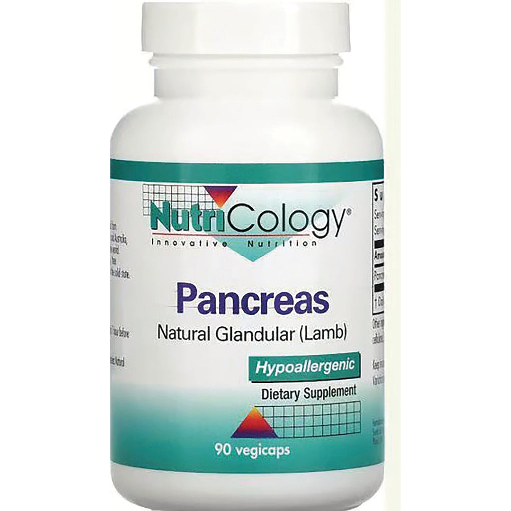 NCL007 | NutriCology Pancreas natural glandular (lamb) dietary supplement bottle, hypoallergenic, 90 vegicaps - Thumbnail