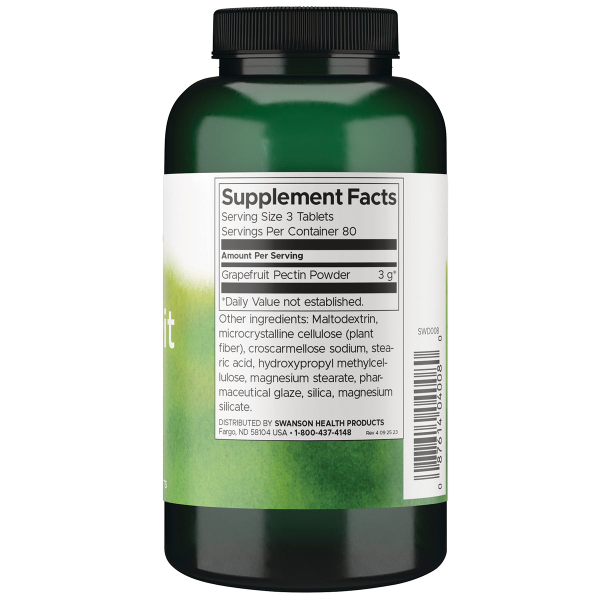 SWD008 | Supplement Facts panel: serving size 3 tablets, 80 servings