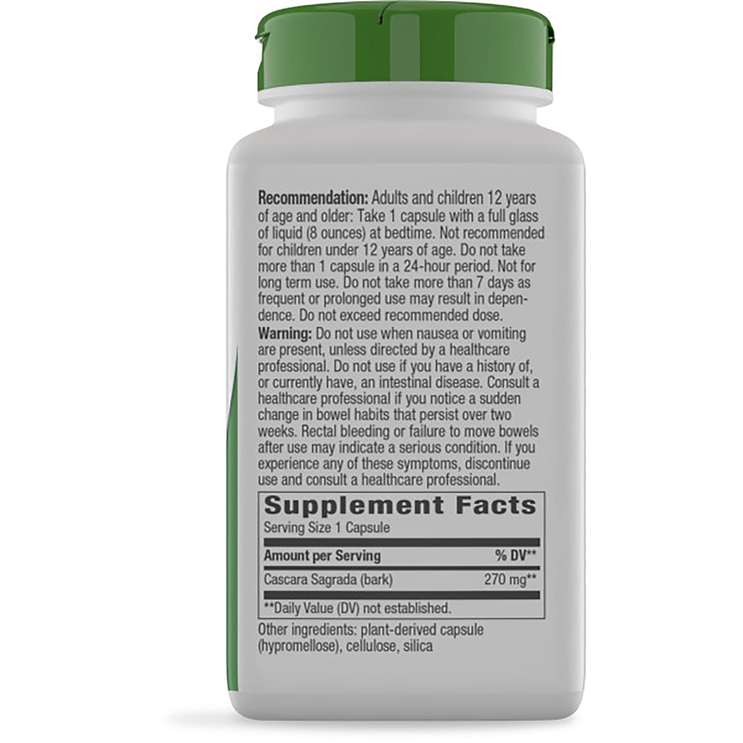 NW479 | brown supplement bottle back showing Supplement Facts panel and warning text