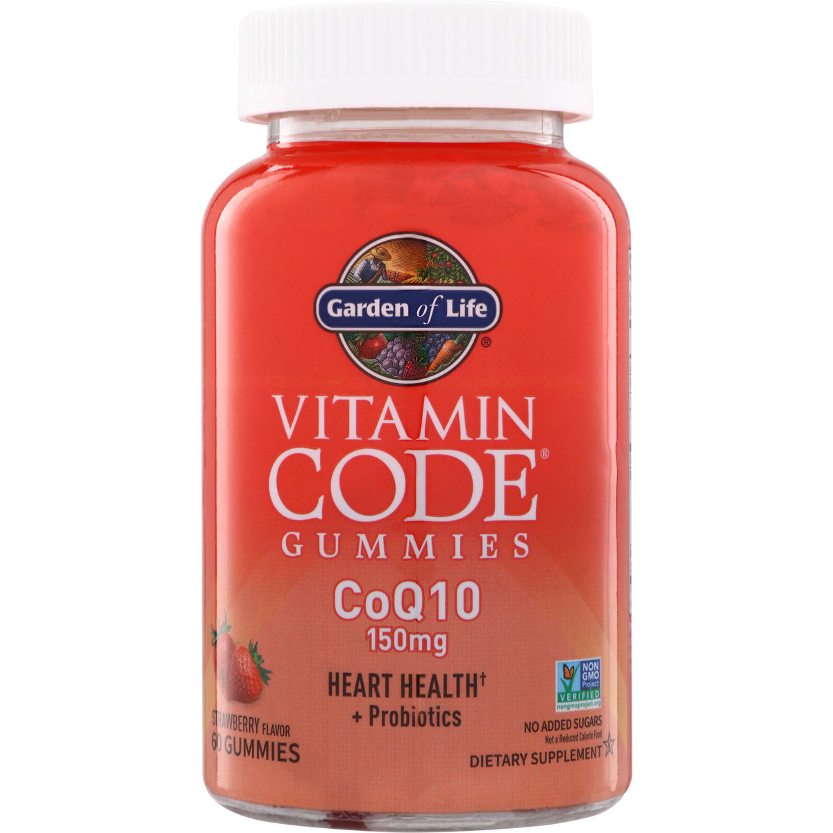 GLF379 | Garden of Life Vitamin Code Gummies CoQ10 150 mg, Heart Health + Probiotics, Strawberry Flavor, 60 Gummies
