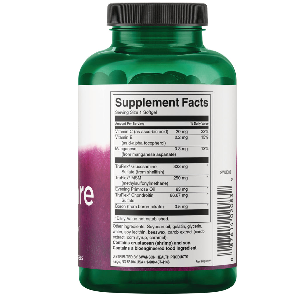 SWU083 | Back label of green supplement bottle with Supplement Facts panel and ingredients list - Thumbnail