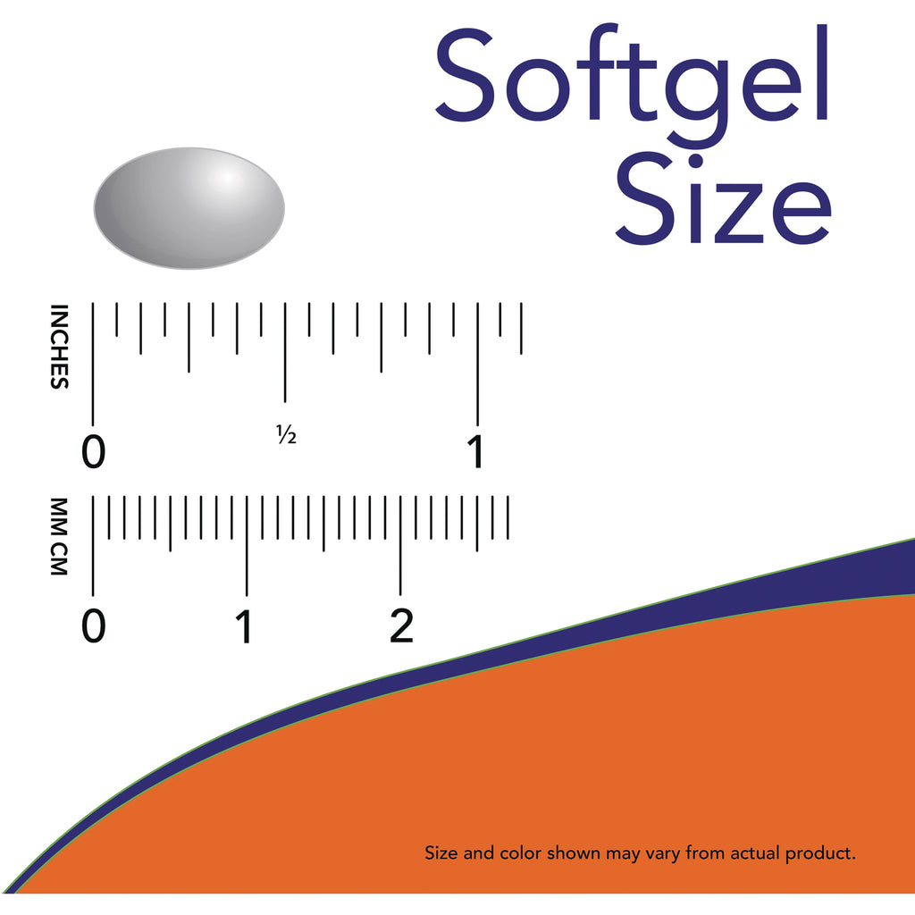 NWF154 | softgel size diagram with oval softgel above inch and centimeter rulers - Thumbnail