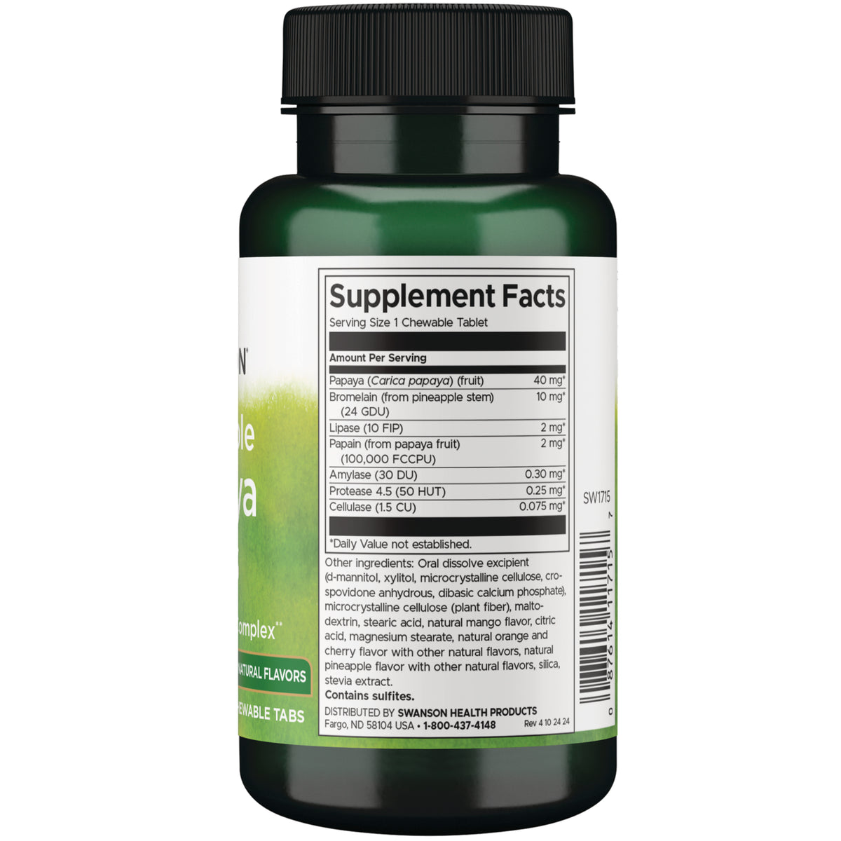 SW1715 | Back label with Supplement Facts