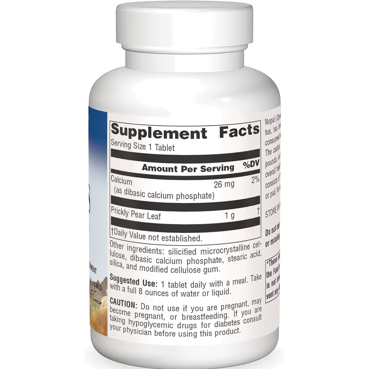 PF227 | Back of white supplement bottle showing Supplement Facts label, serving size and ingredients text
