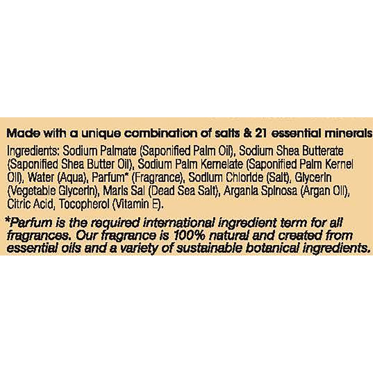 OWN008 | Barcode and packaging details with One With Nature website, Canyon Lake address, and Made in Jordan