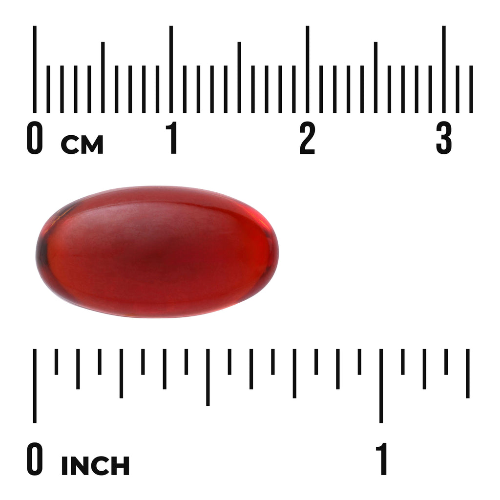 SWE059 | Red oval softgel with size ruler, 03 CM and 01 INCH - Thumbnail