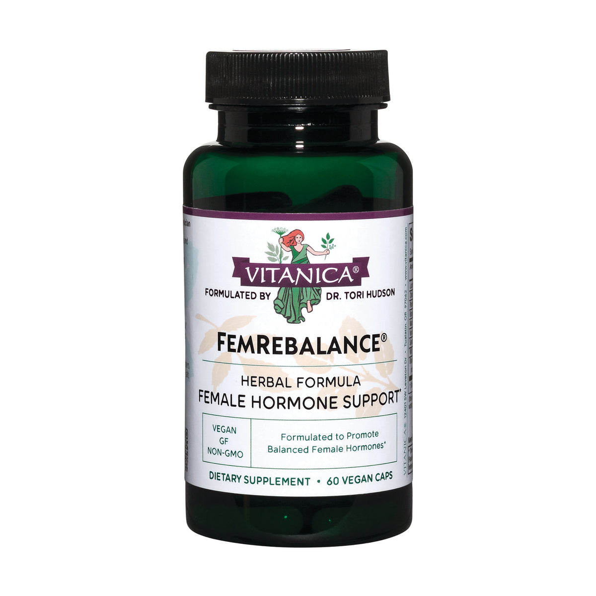 VNA016 | Vitanica FemRebalance herbal formula, female hormone support, 60 vegan capsules, Vegan GF Non-GMO
