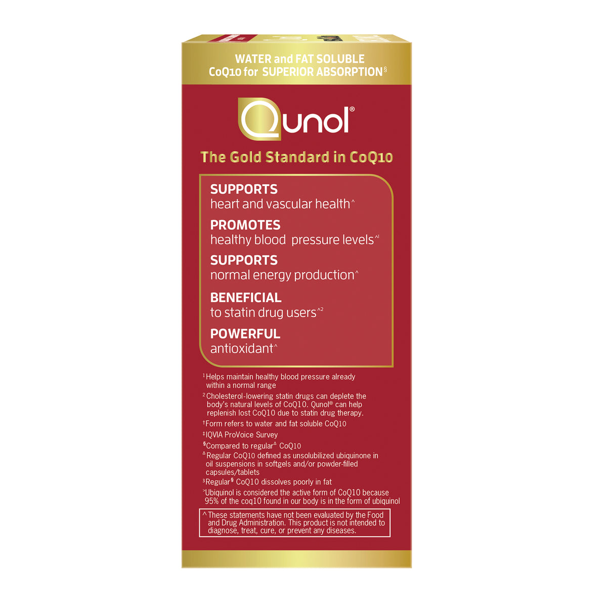 QNL003 | Qunol CoQ10 product infographic highlighting superior absorption, heart health, and antioxidant support