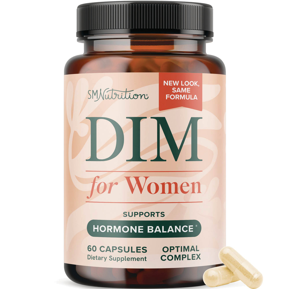 SMT003 | SMNutrition Women's DIM Complex supplement bottle, 250mg diindolylmethane, 60 capsules