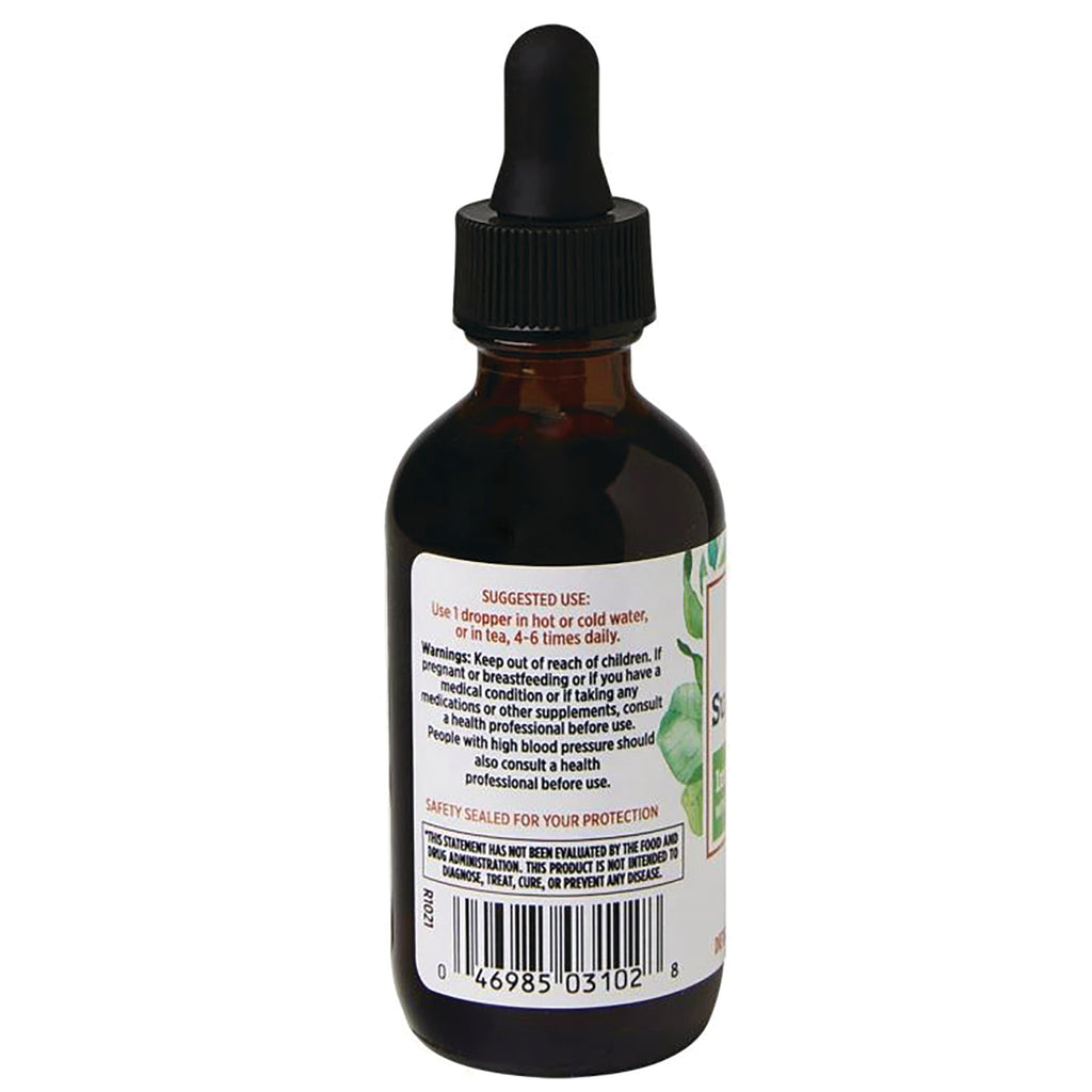 QU053 | Amber dropper bottle back label showing suggested use, warnings, and barcode - Thumbnail