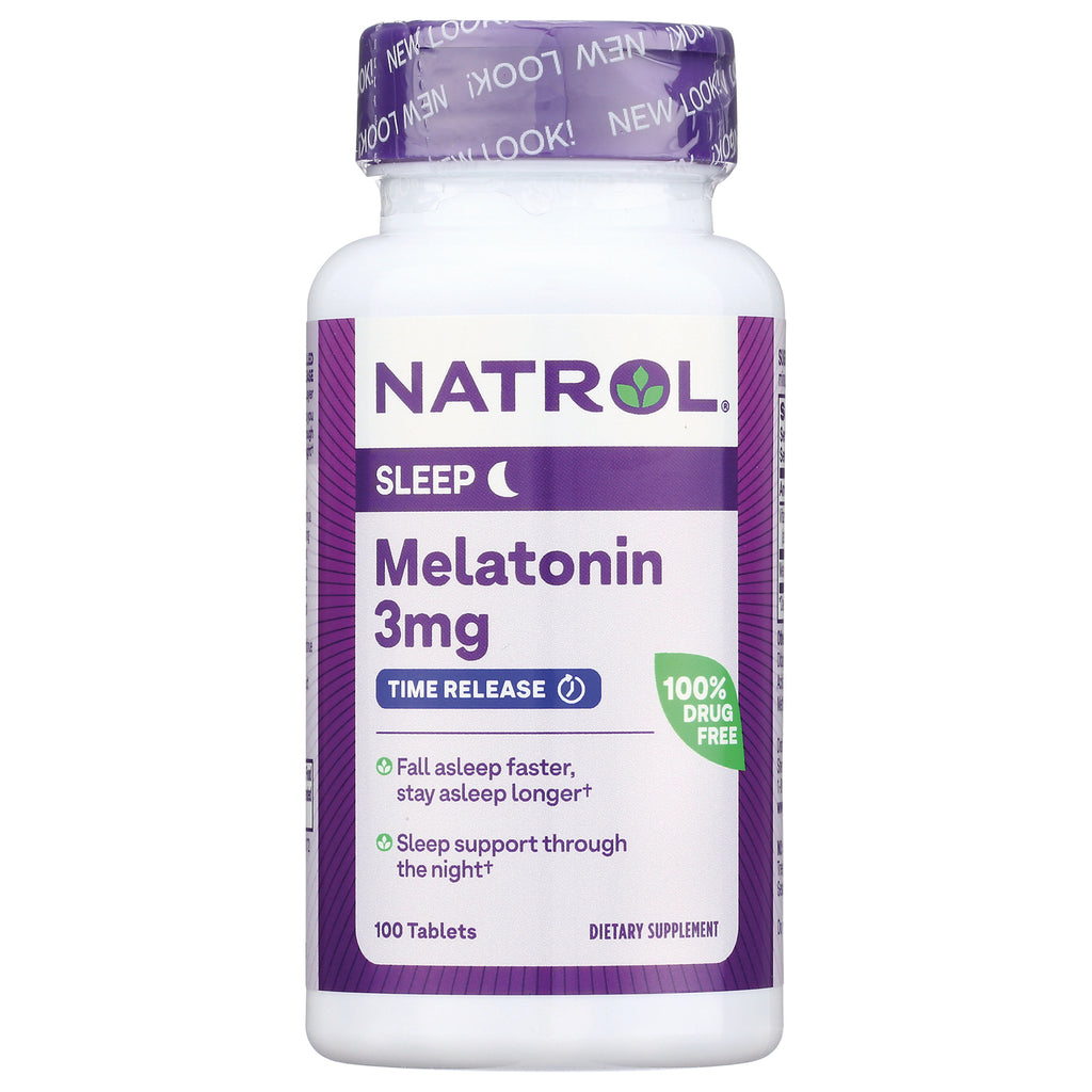 NA440 | Natrol Melatonin 3mg time release bottle, 100 tablets, purple label - Thumbnail