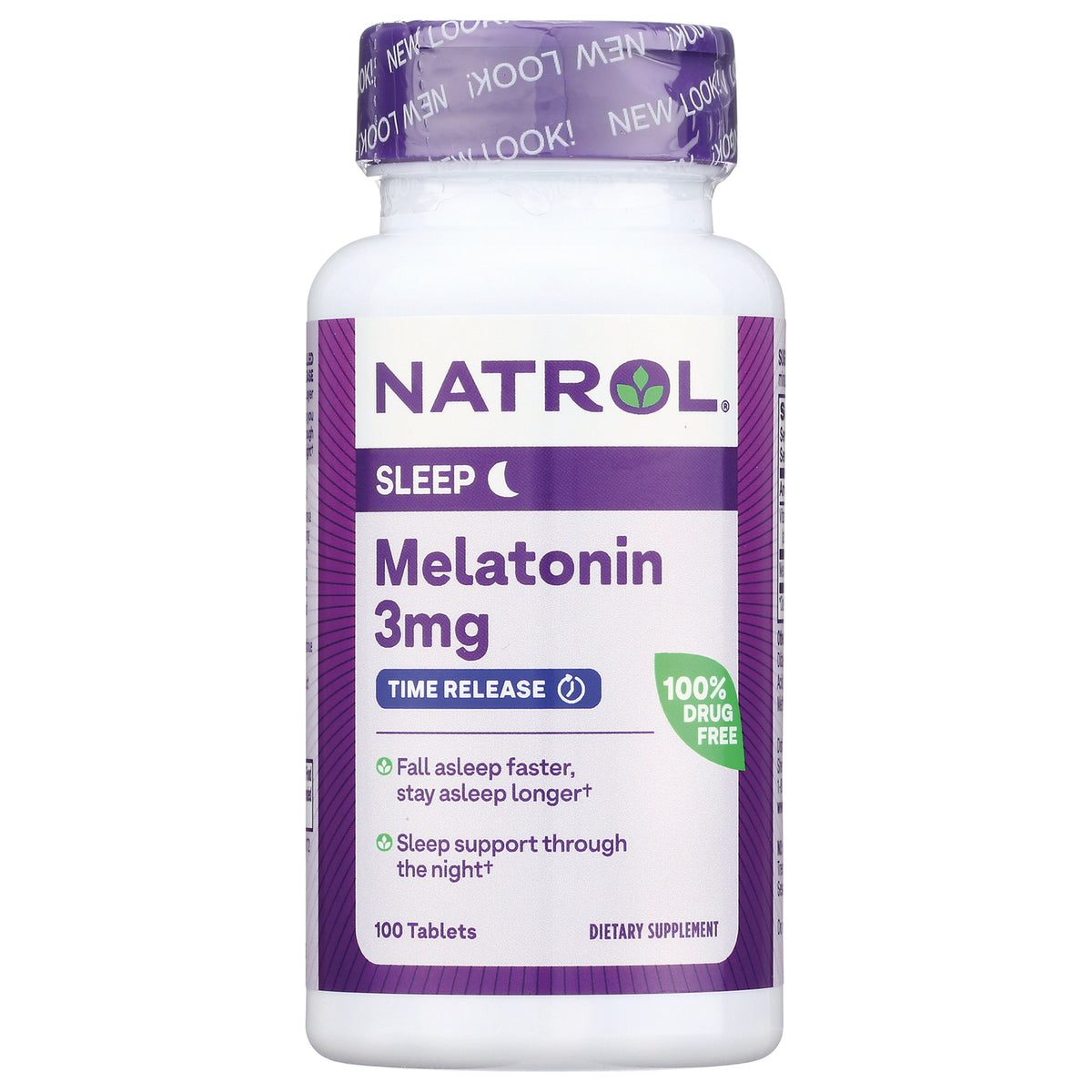 NA440 | Natrol Melatonin 3mg time release bottle, 100 tablets, purple label