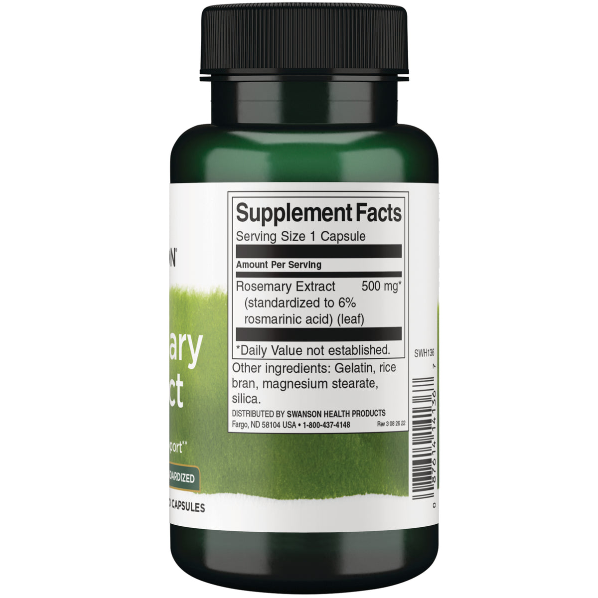 SWH136 | Back label with supplement facts and serving information