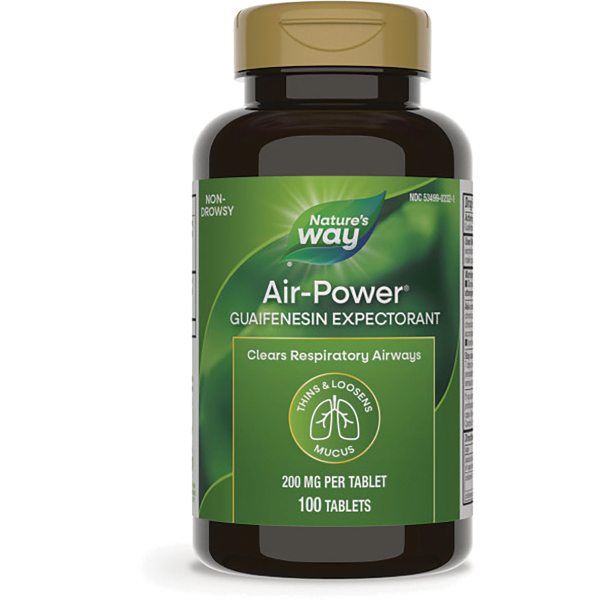 ET004 | Nature's Way Air-Power guaifenesin expectorant bottle labeled 200 MG per tablet, 100 tablets