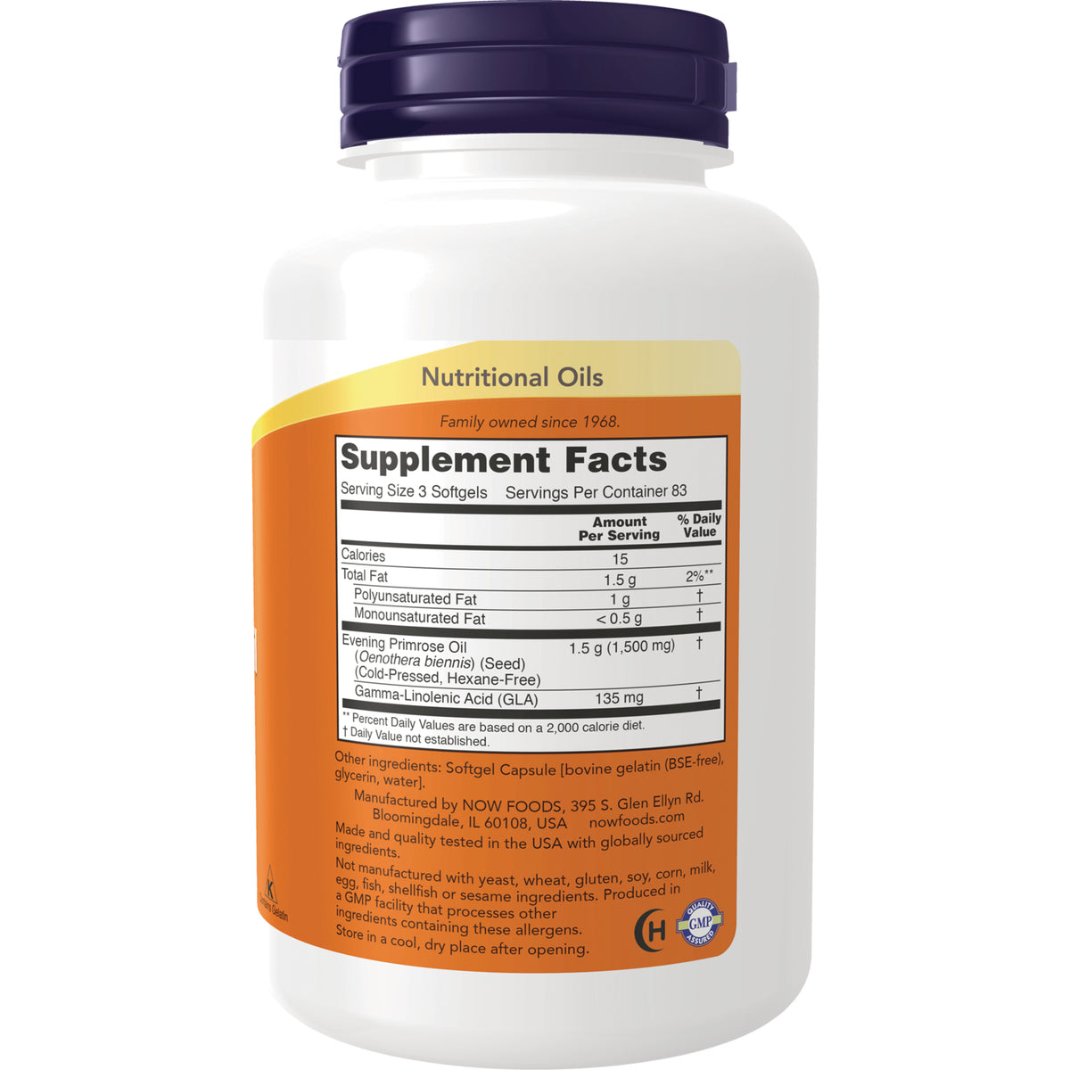 NWF883 | Back of white supplement bottle showing Supplement Facts panel, serving size, and ingredient text
