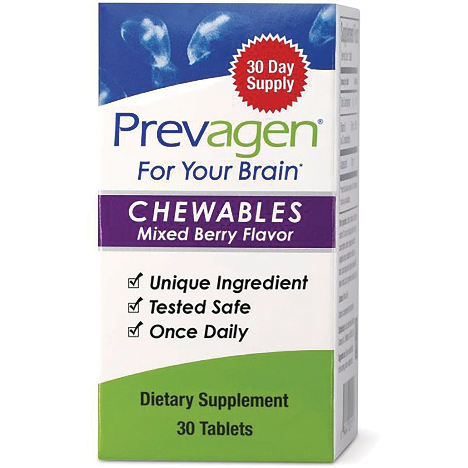 QB004 | Prevagen chewables mixed berry flavor front of box, 30 tablets dietary supplement
