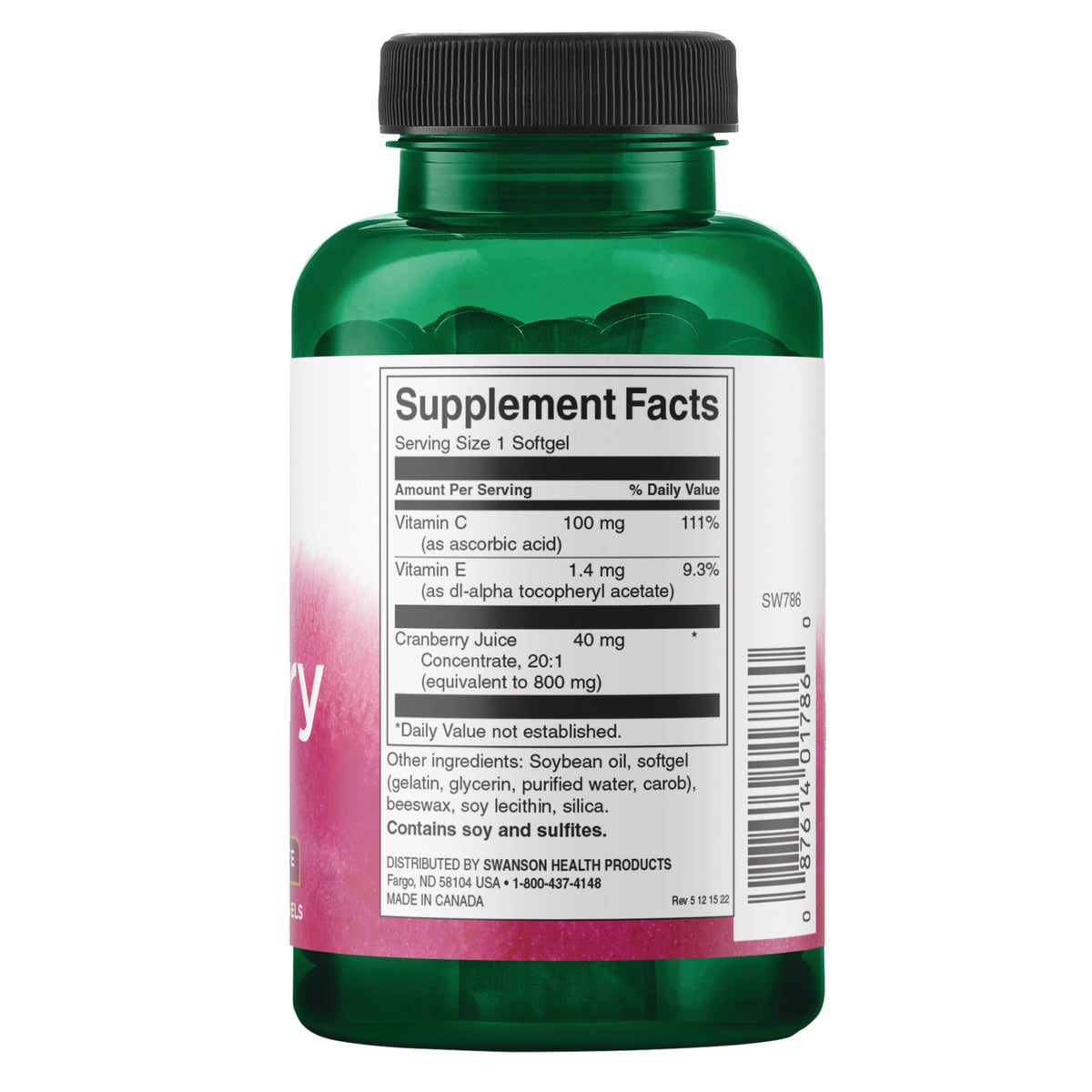 SW786 | Back label with Supplement Facts
