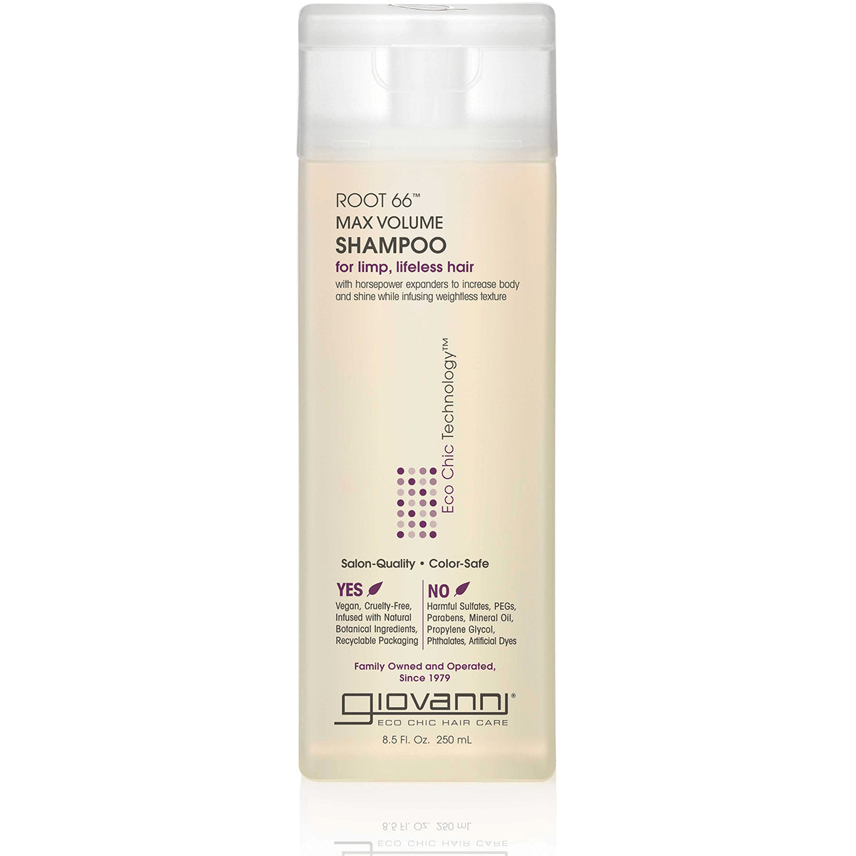 GV031 | Giovanni Root 66 Max Volume Shampoo bottle front for limp, lifeless hair, 8.5 fl oz