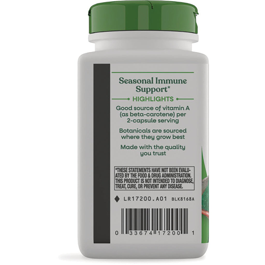 NW169 | white supplement bottle showing Seasonal Immune Support highlights text, barcode, and product details on back label - Thumbnail