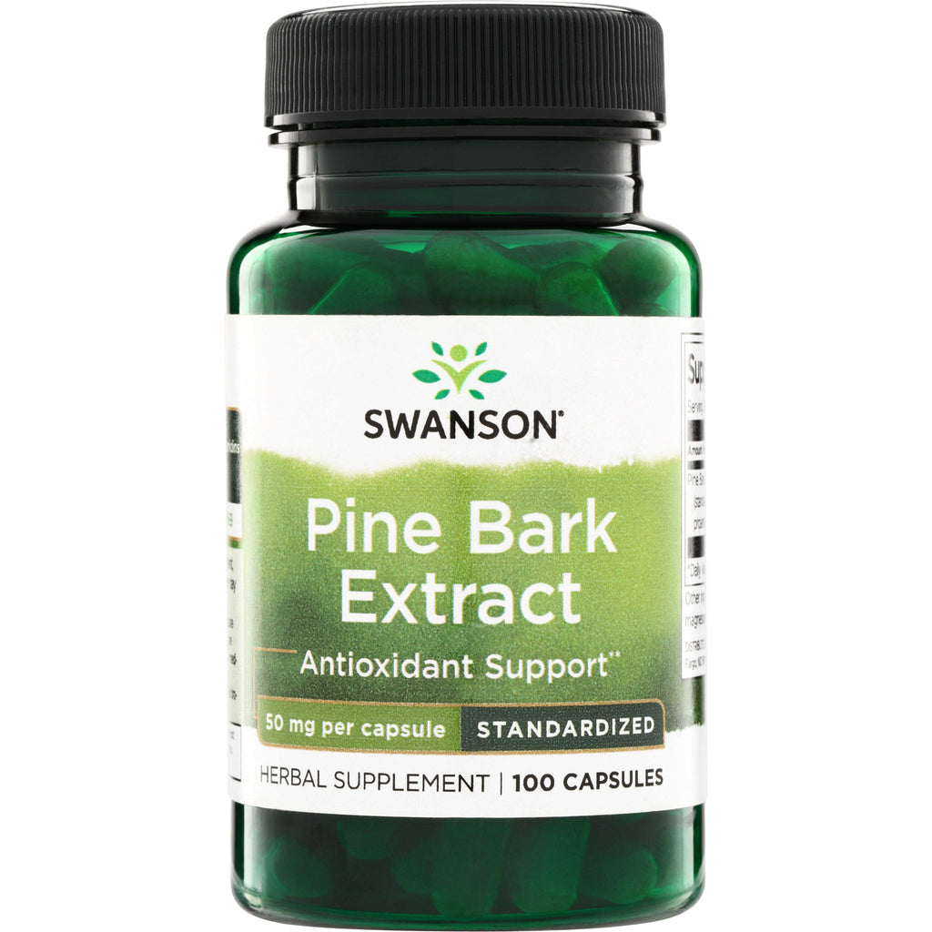 SWH160 | Swanson Pine Bark Extract supplement bottle, Antioxidant Support, 50 mg per capsule, standardized, 100 capsules - Thumbnail