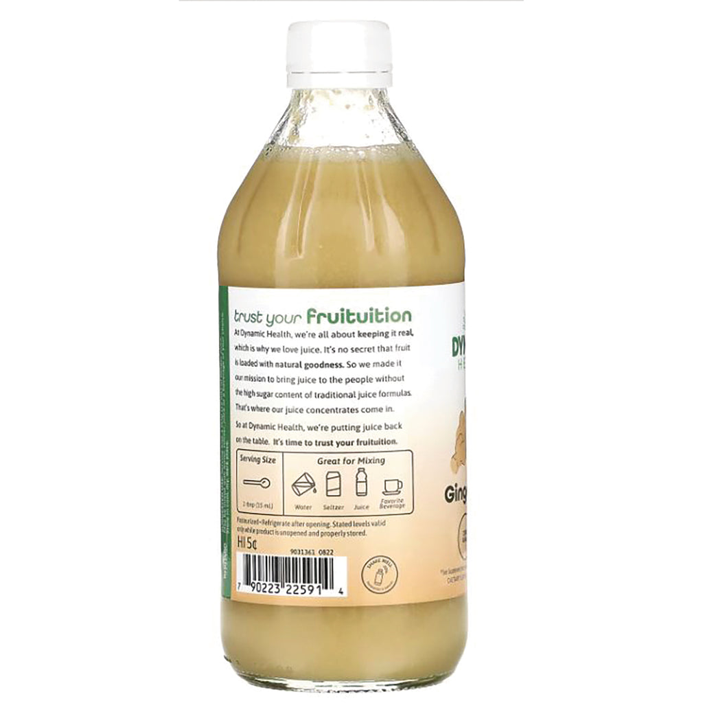 DYH053 | back label of ginger juice bottle with brand blurb, mixing icons and barcode - Thumbnail