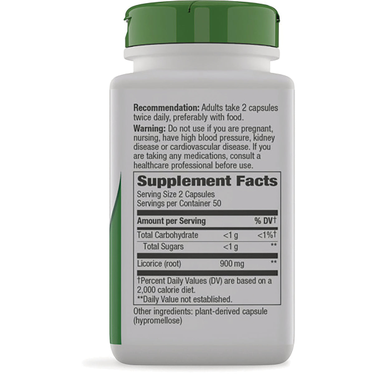 NW780 | back label with Supplement Facts, serving size 2 capsules, licorice (root) 900 mg and warnings
